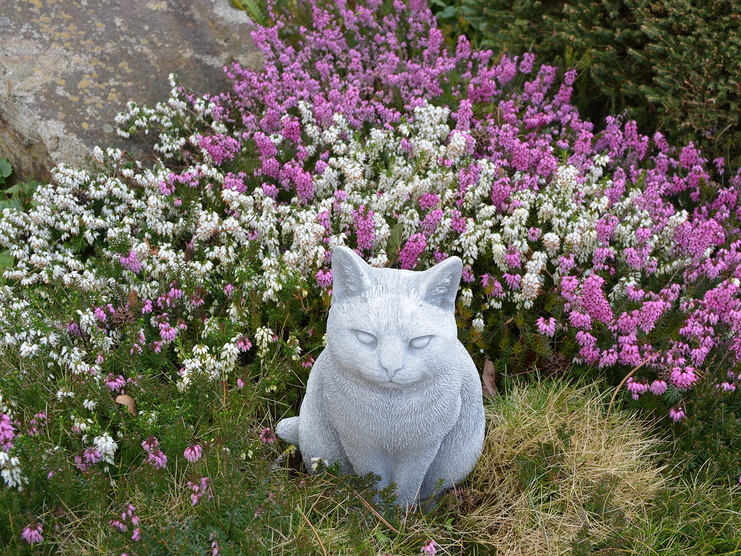 gartendekoparadies.de Stojący kot, kamienna figurka, wys. 29 cm, 9 kg, szary, odporny na mróz z odlewu kamiennego do użytku na zewnątrz
