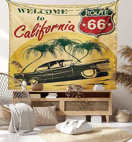 Miniatura 7 de Ambesonne Tapiz retro, asiento publicitario retro de Hollywood con texto en inglés "Welcome to California", estampado estilo arte pop, para colgar