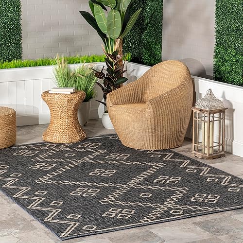 nuLOOM Julieta Diamonded Helix - Alfombra para interiores y exteriores, 5 x 8 pies, color gris