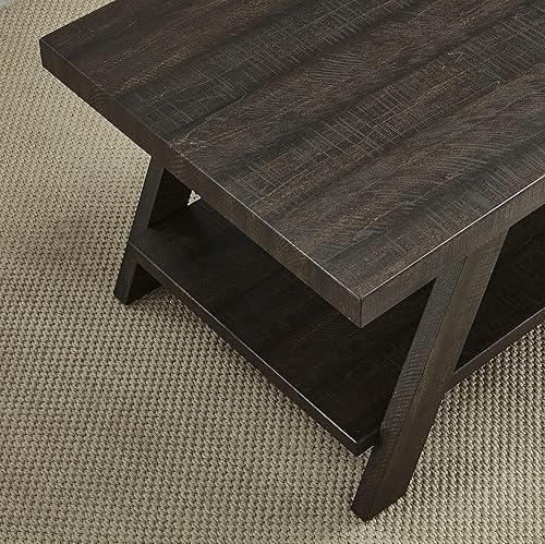Miniatura 8 de Roundhill Furniture Athens - Mesa auxiliar contemporánea de madera de dos tonos, gris desgastado y beige