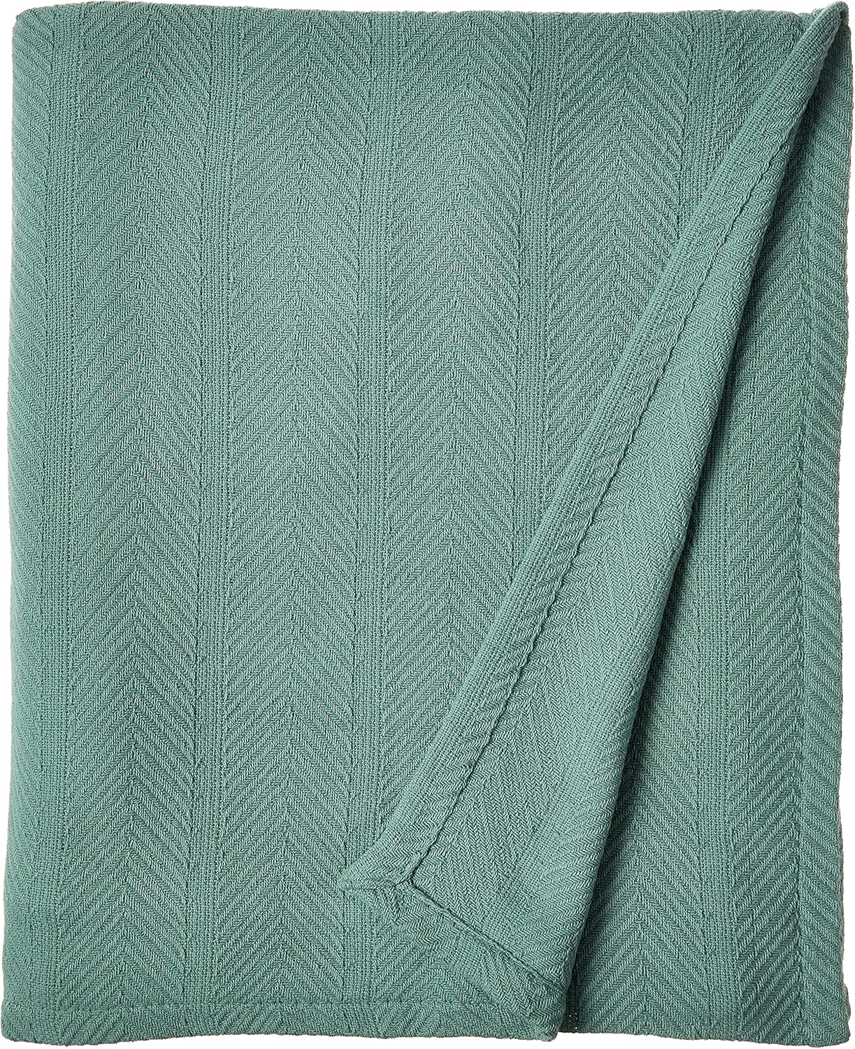 Eddie Bauer - Queen Size Blanket, 100% Soft Cotton Bed Blanket for Year Round Comfort, Throw Blanket for Couch or Bed (Herringbone Blue Stripe)