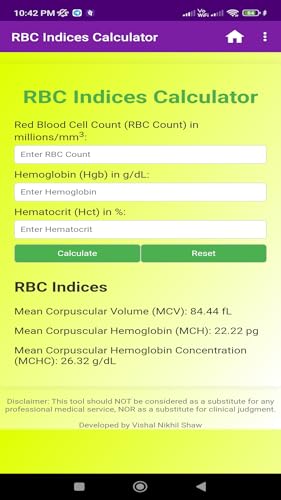 RBC Indices Calculator