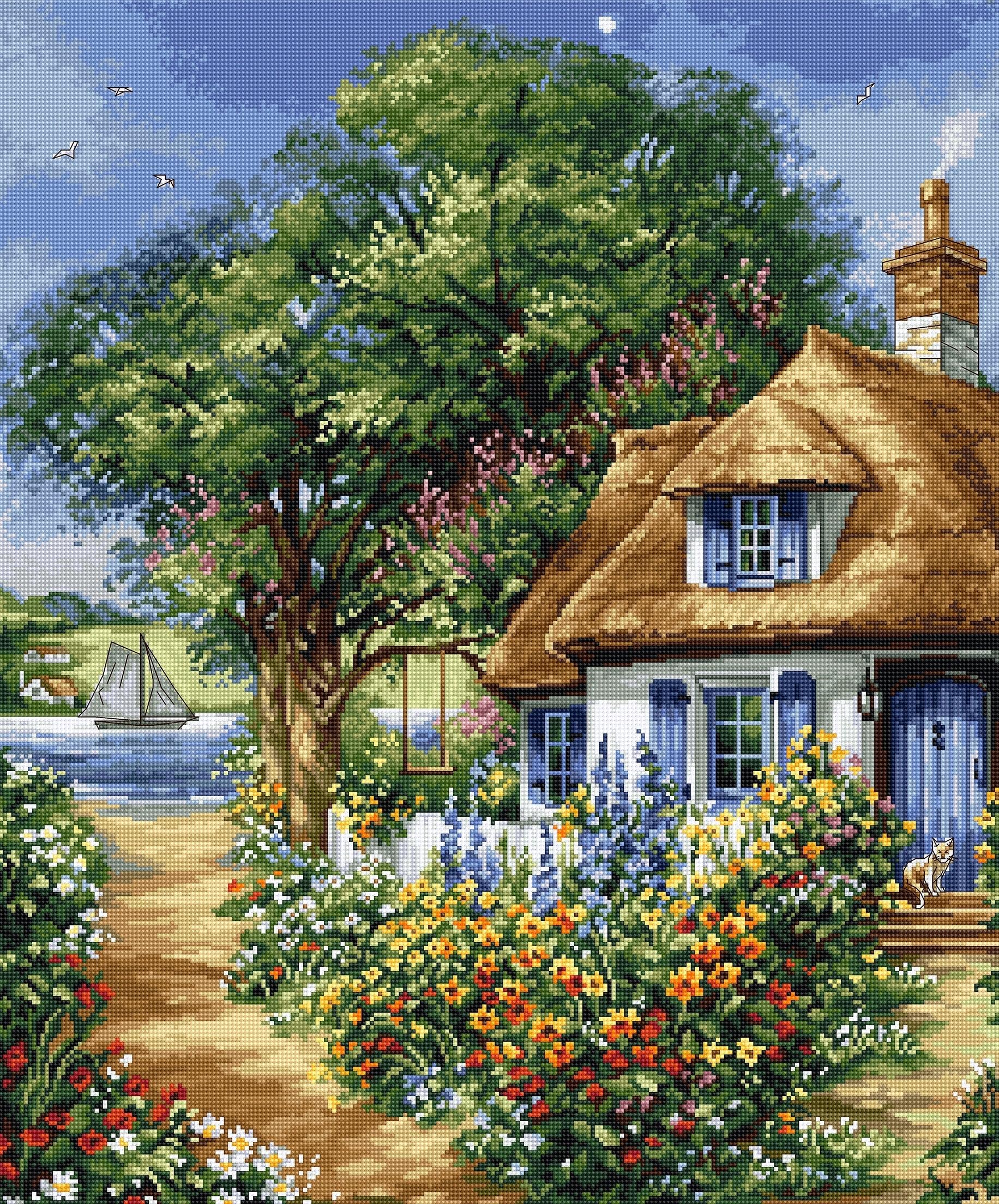 Luca-S counted cross stitch kit ""Summer landscape"", 34x41cm, DIY