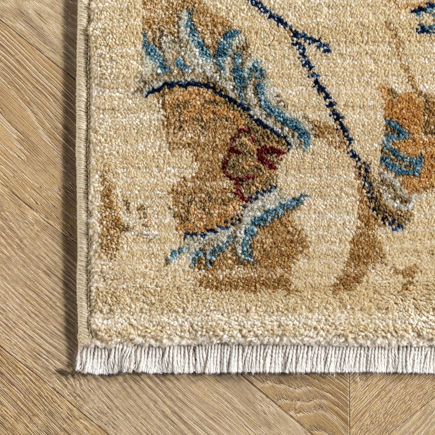 Ivory Serenity Blossom 4'x6' Easy-Care Synthetic Area Rug