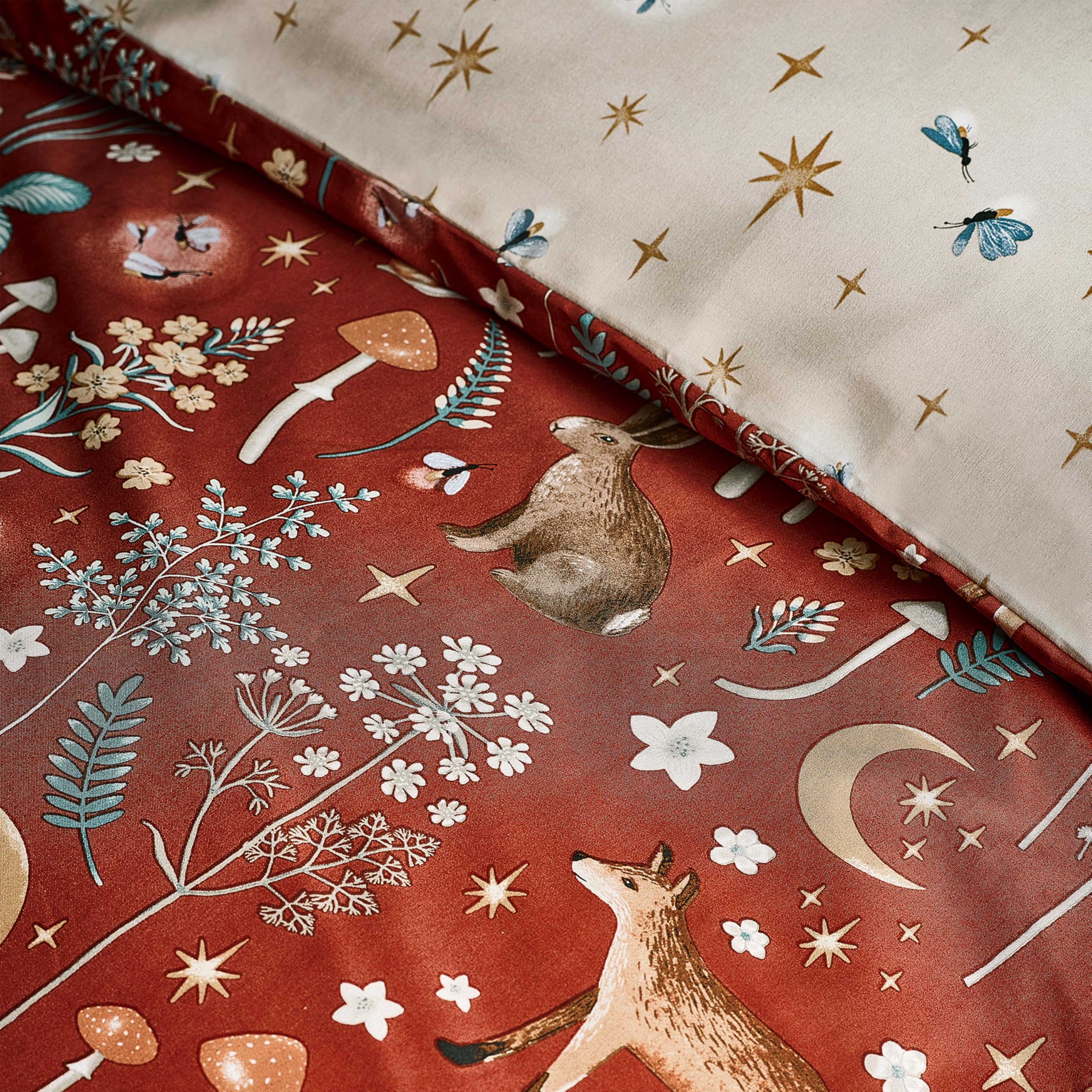 Catherine Lansfield Enchanted Twilight Animals Reversible King Duvet Cover Set including Pillowcases Burnt Orange - Image 4