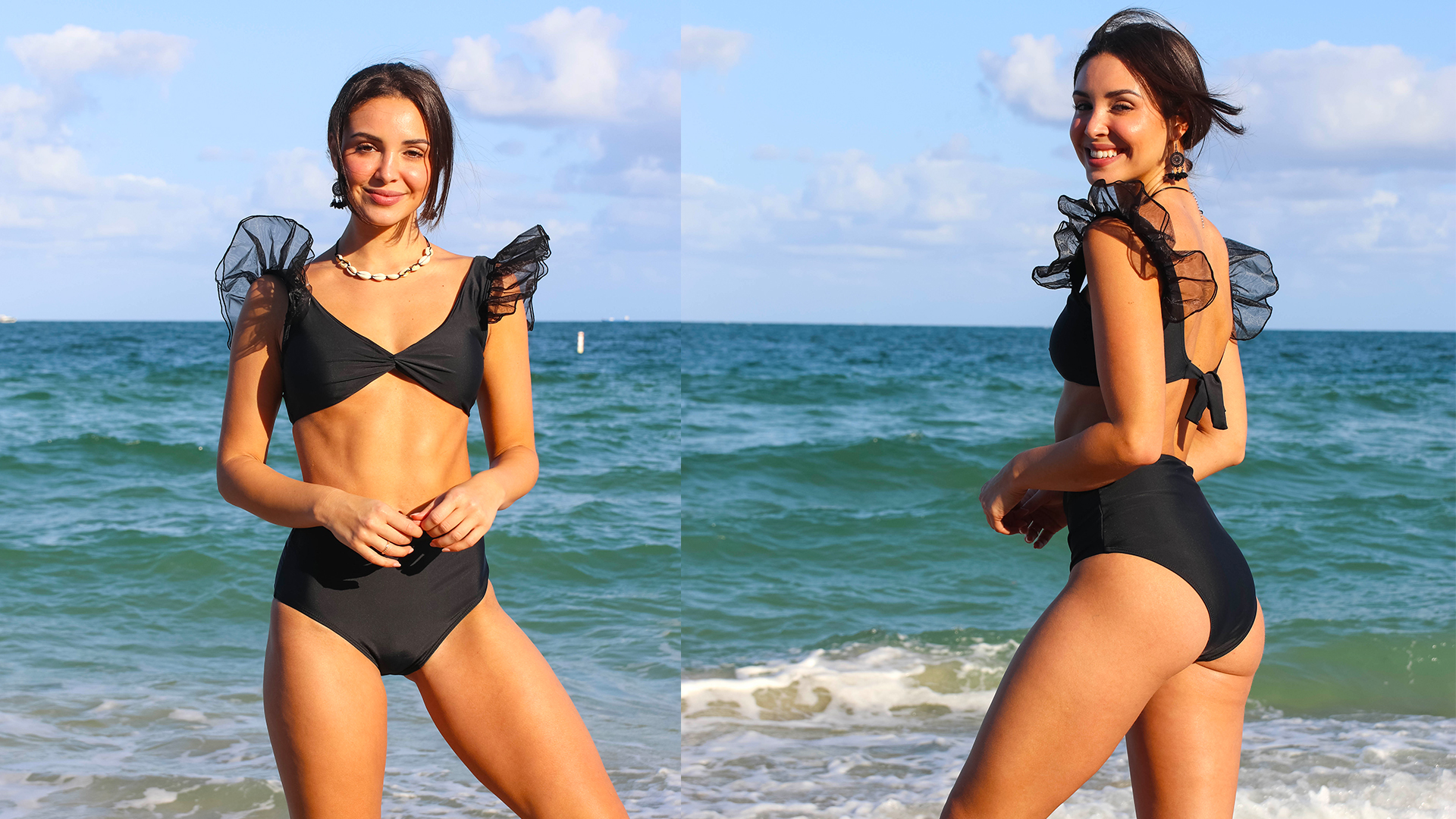Amazon.com: SPORLIKE Women High Waisted Swimsuit Organza Ruffle