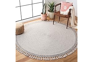 SAFAVIEH Sahara 3' Round Beige Tassel Boho Rug