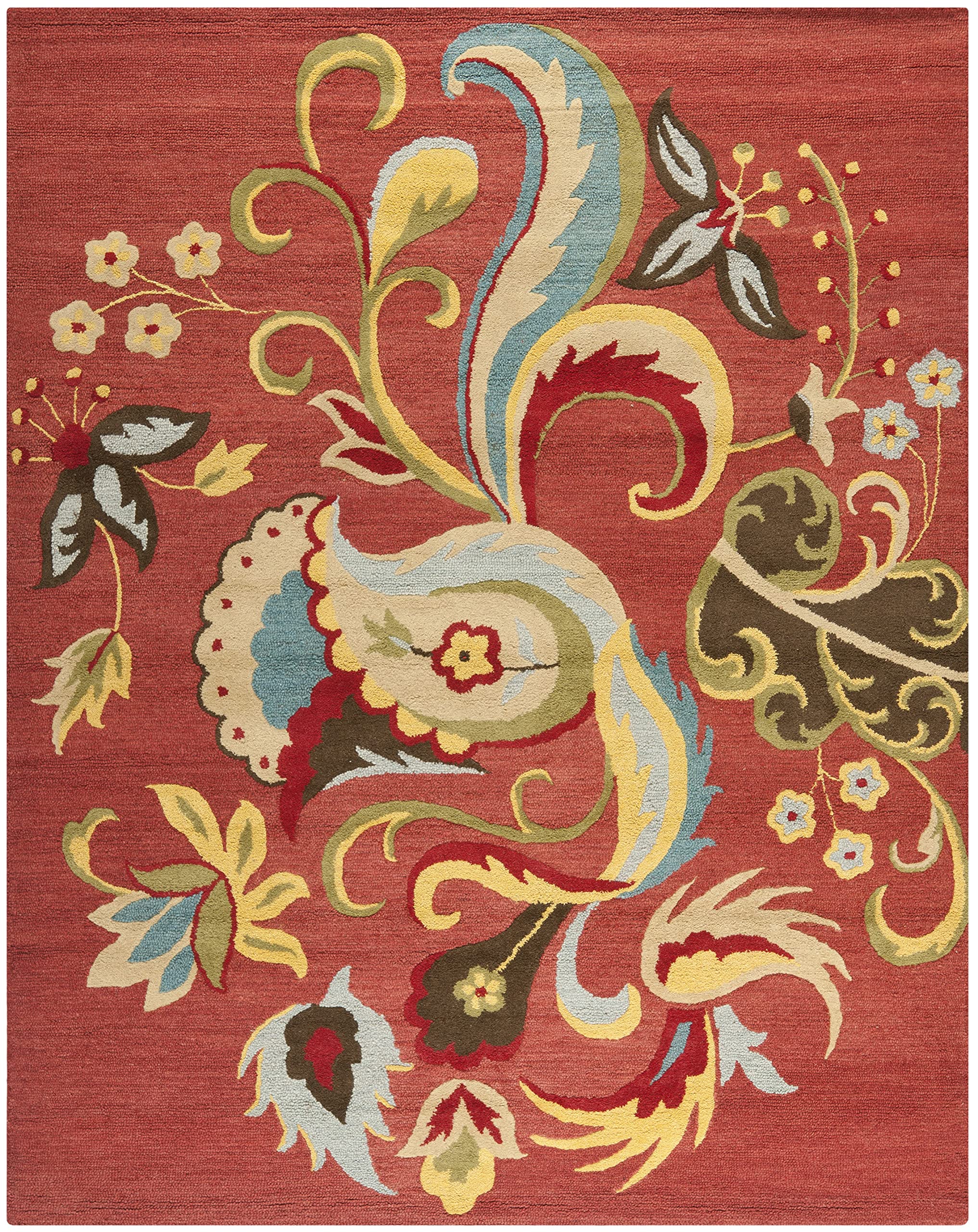 SAFAVIEH Blossom Collection 8' x 10' Rust / Multi BLM680B Handmade Premium Wool Area Rug