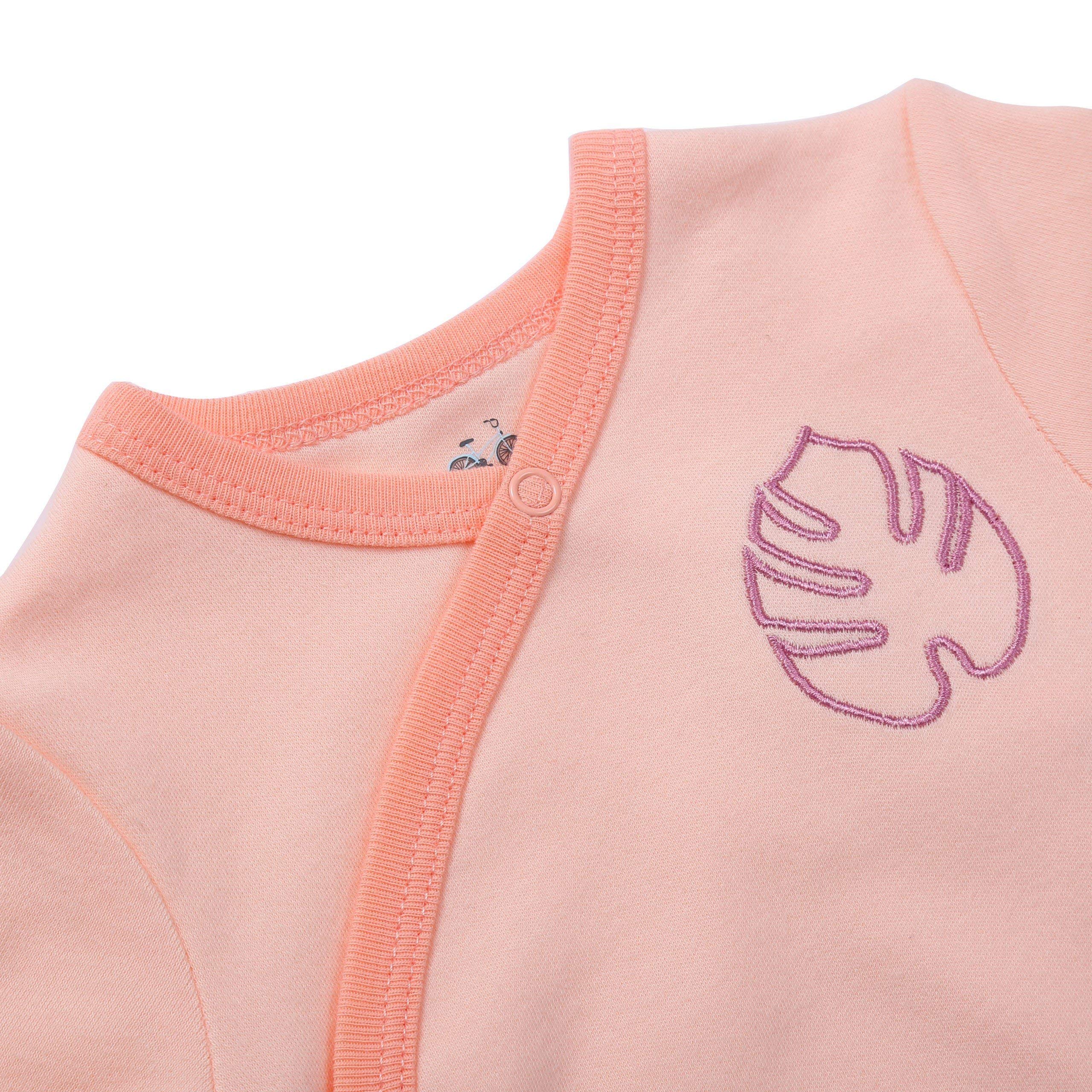 Asher and Olivia Baby Girl's 2-Pack Long-Sleeve Kimono Bodysuit Set: Side Snap Infant in Pink- Size (9-12 Months)