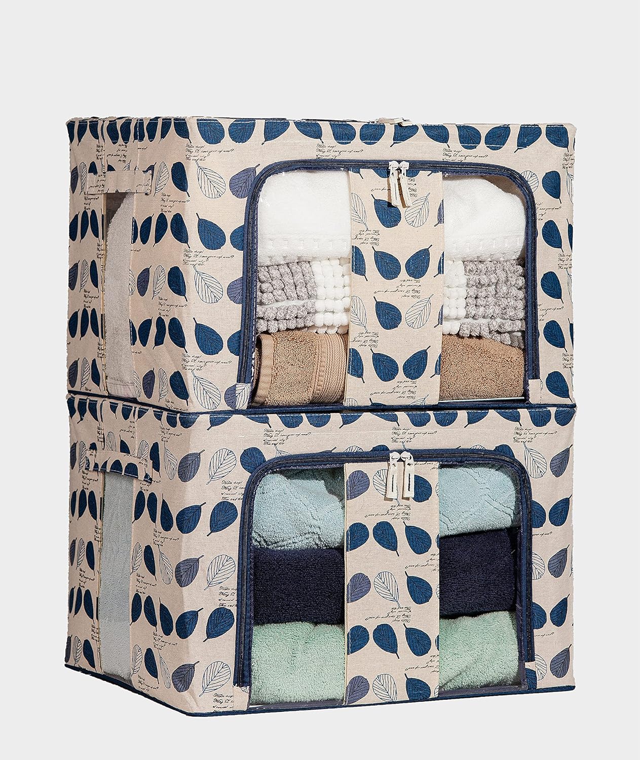 SpaceEnrich Cotton Oxford Cloth Steel Frame Storage Boxes Clear