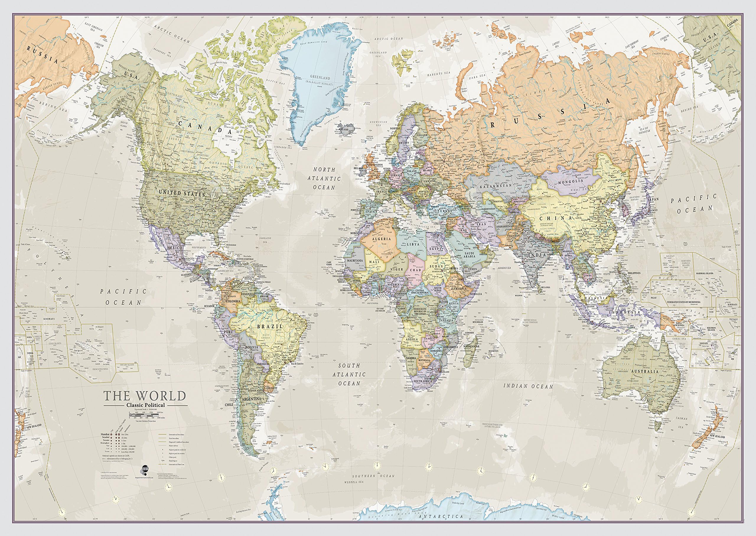 Classic World Map - Front Lamination - A0 118.9 x 84.1 cm