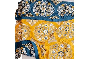 Yellow and Blue Muslin Throw Blanket