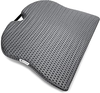 SNUGL Coccyx Wedge Cushion - Seat Pillow for Sciatica, Tailbone and Posture Correction - Blend of Memory Foam and Natural Latex - Ideal for Car Seat, Office Chair, Wheelchair - Grey