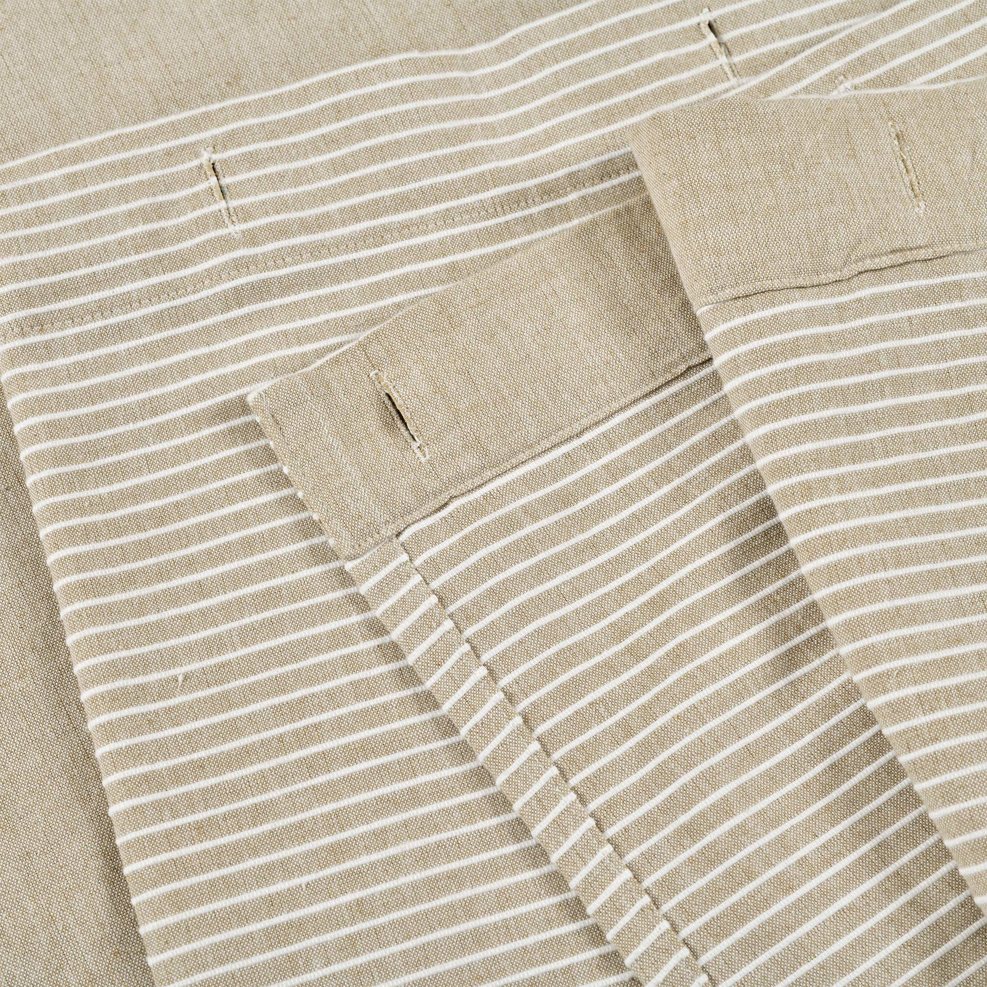 Lush Decor Beige Linen Woven Cotton Shower Curtain, Farmhouse Button Stripe, Yarn Dyed (72" x 72"), W 72" x L 72" (1 Panels) - Image 2