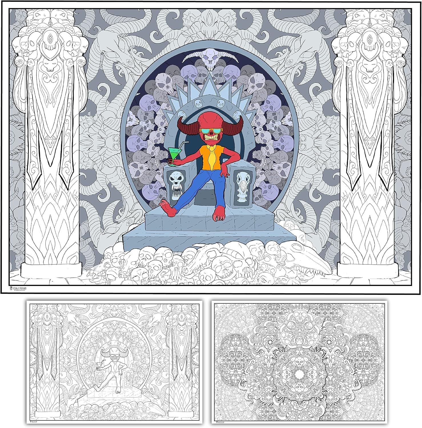 Young N Refined 2 Pack of Giant Coloring Posters of Flowers and Mandala collages Folded Version (42x60)