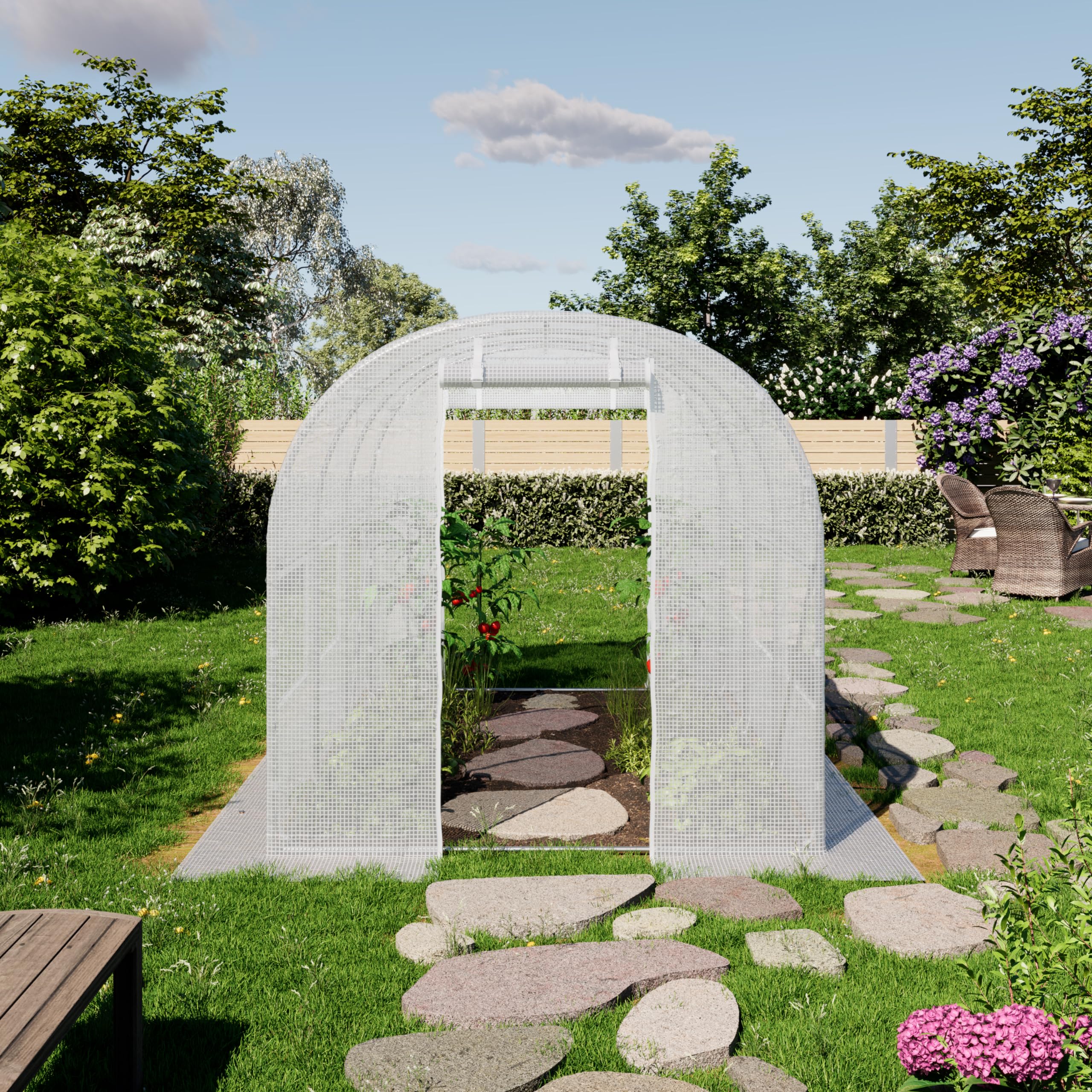 TOOLPORT Serre de Jardin Serre Tunnel Plastique Robuste 2x3m - Bâche PE 180g/m² Blanc Transparent