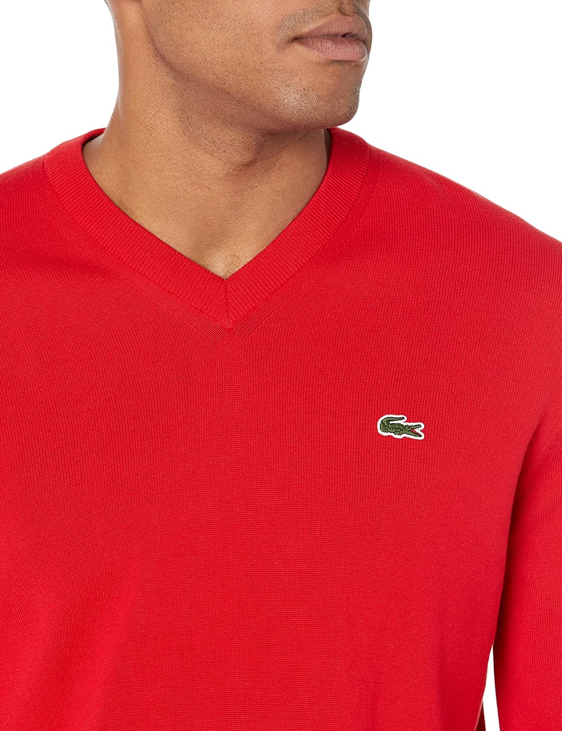 Lacoste - Brandclub - Lacoste Men's Monochrome Cotton V-neck Sweater