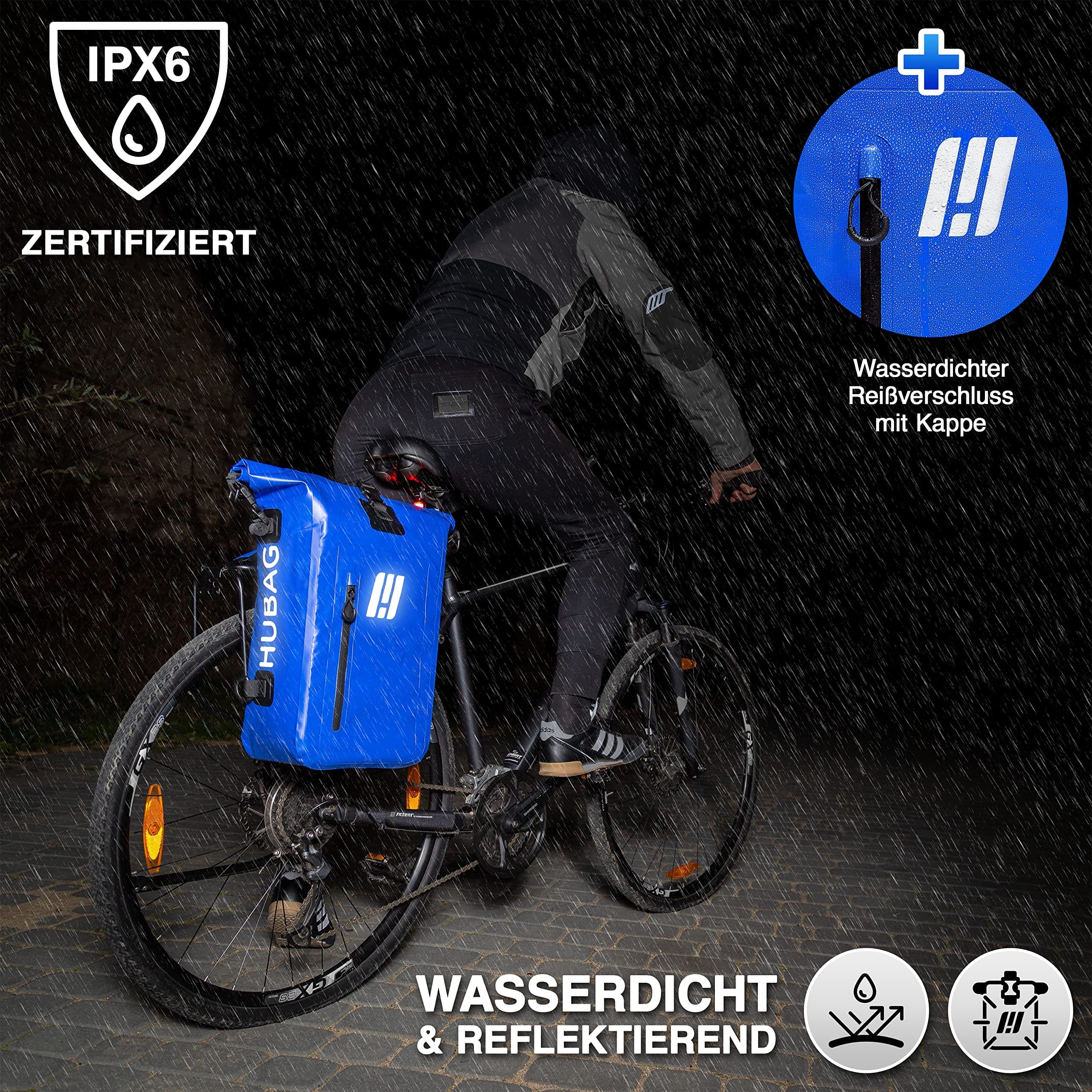 HUBAG 4-in-1 Bike Bag with IPX6 Certification - 25L Large - Waterproof and Reflective