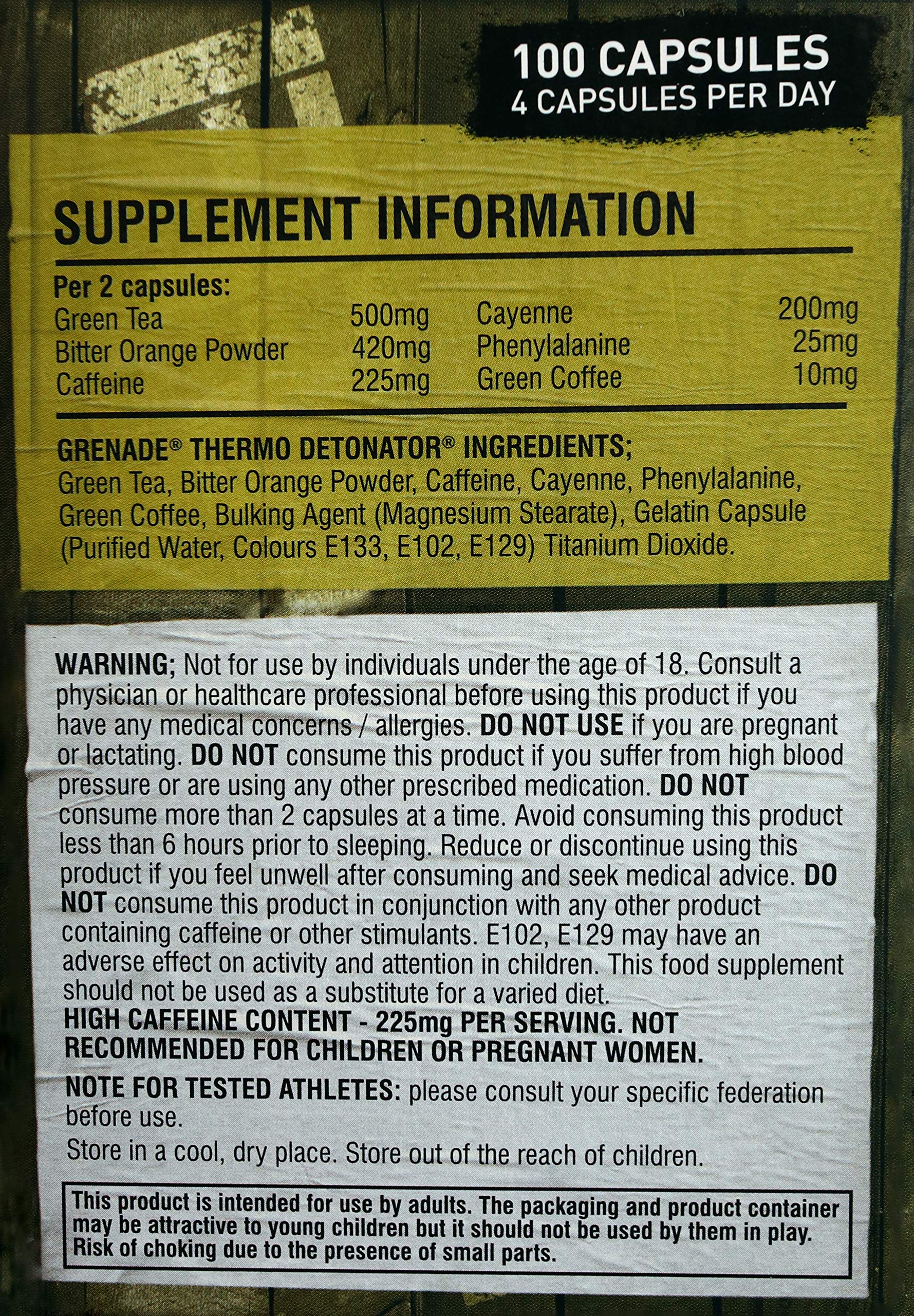 Grenade Thermo Detonator Weight Management Supplement, Tub of 100