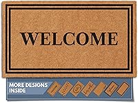 Barnyard Designs Coco Coir Welcome Doormat 17x30 - Heavy Duty Non-Slip Outdoor Front Door Mat, Natural Brown
