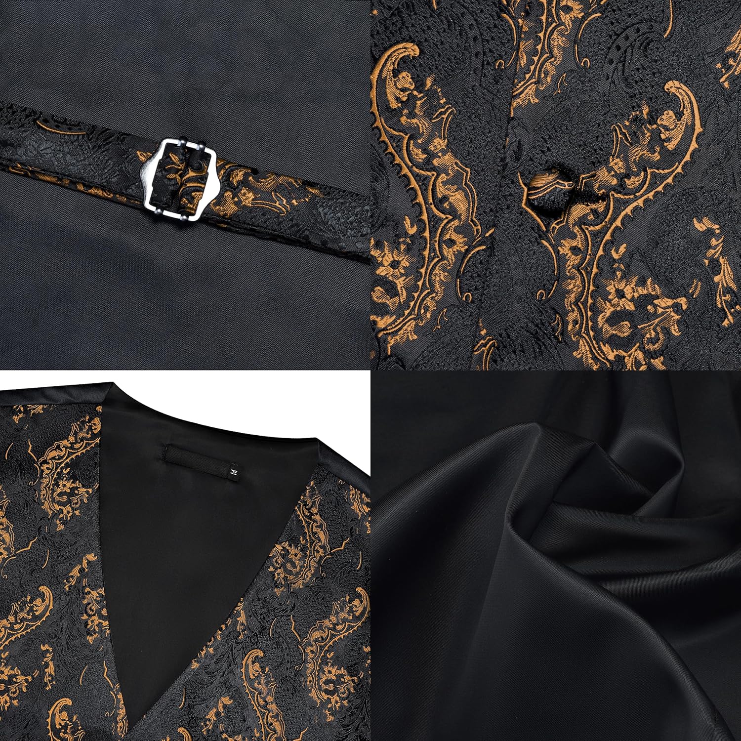 GUSLESON Fashion Vest for Men Paisley Jacquard Tie Waistcoat Bow tie Hanky Lapel Pin Cufflinks Set Wedding 7PCS - Image 4