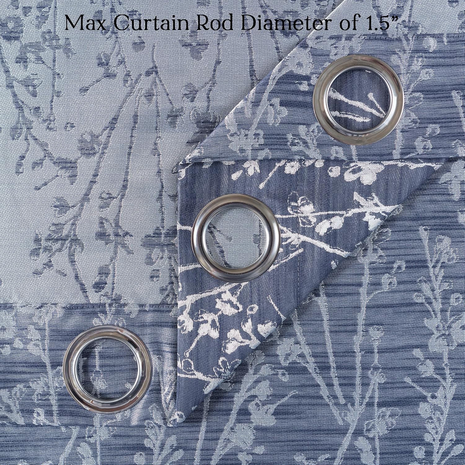 Chanasya Premium 2-Panel Floral Jacquard Textured Curtains with Grommets for Windows Living Room Bedroom Office - Partial Room Darkening Drapes for Privacy Decor - 52 x 96 Inch Long - Dark Blue