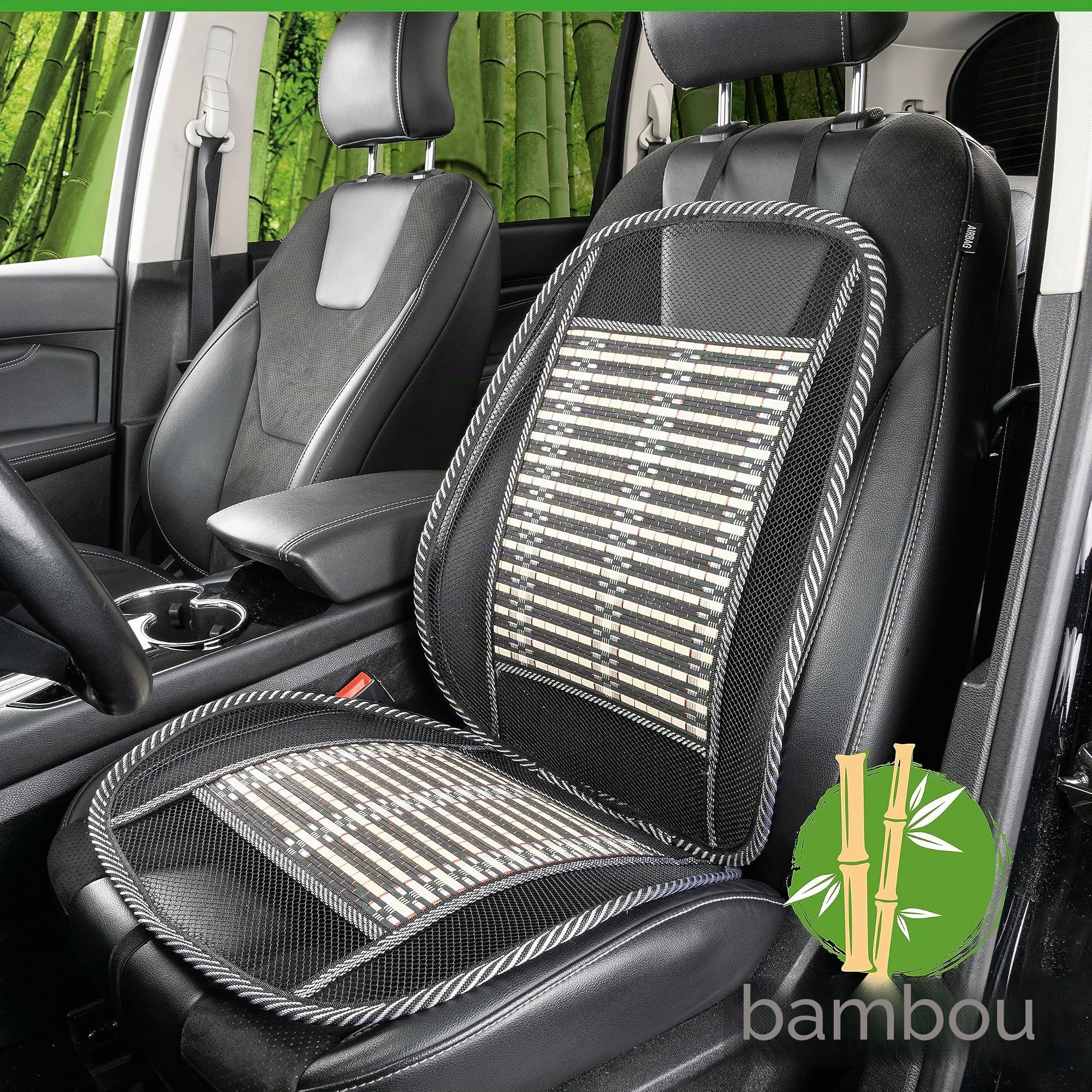 Walser CarComfort Housse de siège en Bambou Respirant, Housse de siège de Voiture en Bambou, Protection de Place Universelle en Beige/Noir