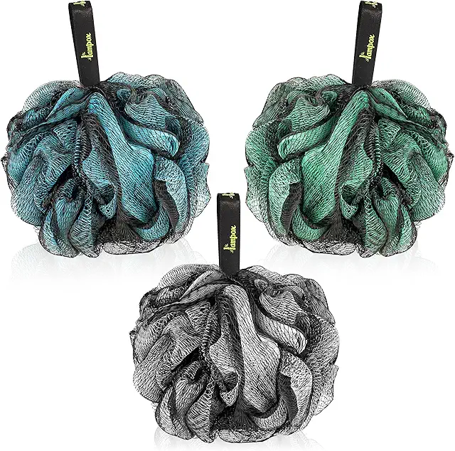 Lampox Badeschwamm 3er Pack - Peelinghandschuh, Duschschwamm & Badebürste für Hautpflege