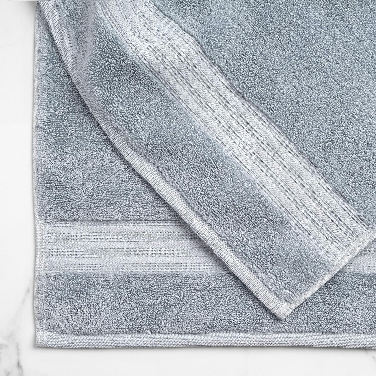 Welhome James | 2 Piece Bath Sheets | Stripe Textured Dusty Blue Bathroom Towels | Soft & Absorbent towels for bathroom | Quick Dry Towels | 100% Cotton Bath Towel Sheets