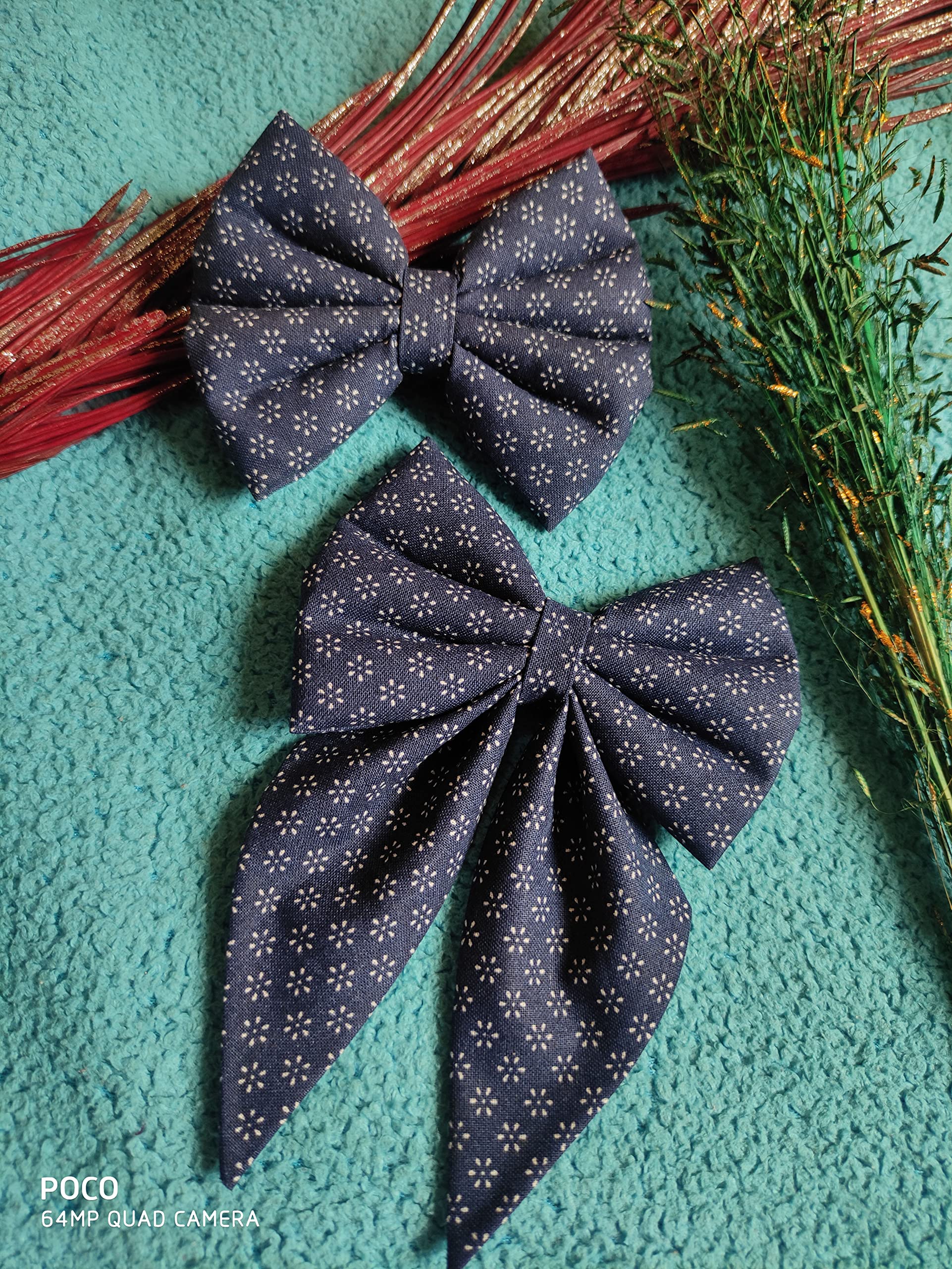 Bow Cabinet, Combo Set Bow Clips, 4 Inch bow and Pigtail bows, Hair Clips for girls and women, Hair accessories Store (Bloom Blue Combo)