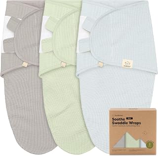 KeaBabies 3-Pack Organic Cotton Swaddle Wraps Newborns 0-3 Months - Soft Breathable Sleep Sacks, IHDI Approved, Easy Hook & Loop (Ripple)