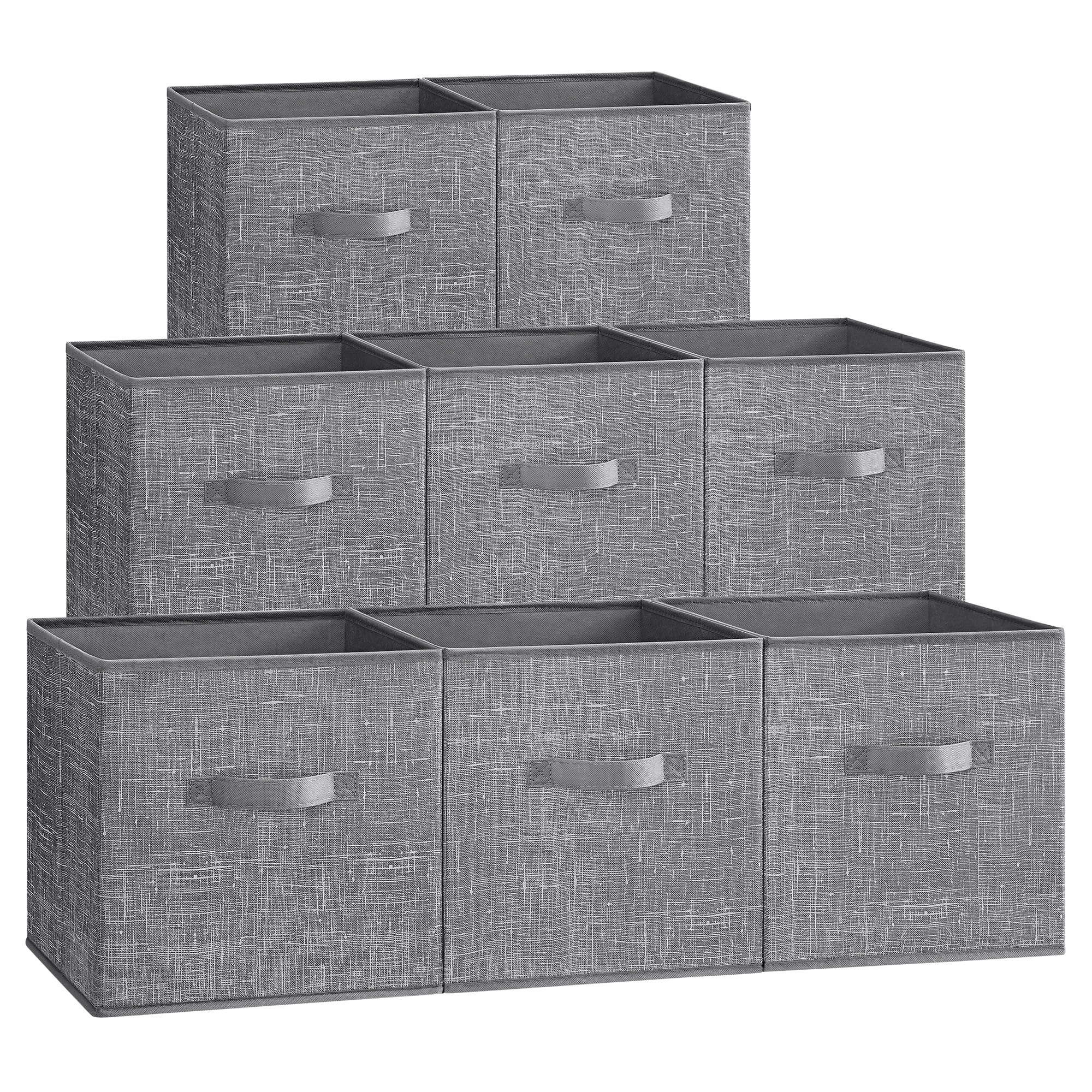 Songmics Cattail Gray Storage Cubes, 30 Cm Non-Woven Fabric Bins With Double Handles, Set Of 8, Wardrobe Organisers For Shelves, Foldable, For Clothes, Cattail Grey Rob830g01