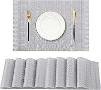 Vista 92 de Leetaltree - Manteles individuales, resistentes al calor, antideslizantes, para mesa de comedor, lavables, duraderos, tejido de PVC