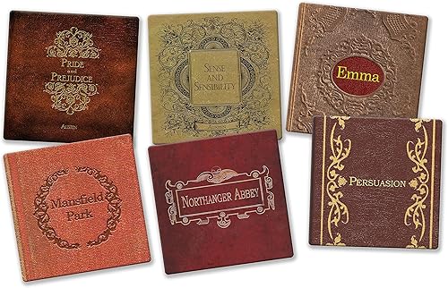 Miniatura 3 de Jane Austen Books Coaster Set - Ceramic Tile with Cork Back - 6 Piece Set