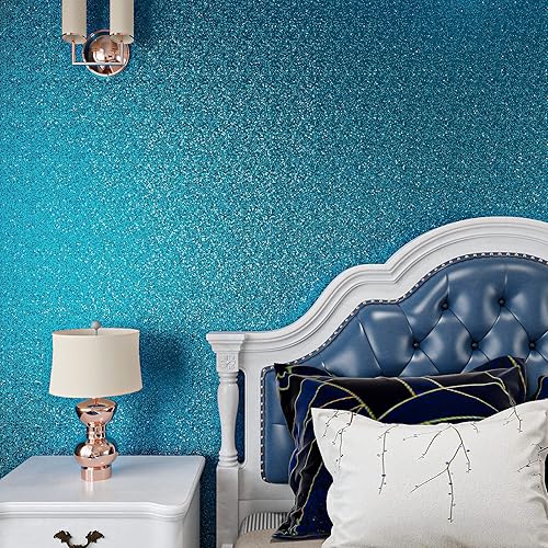 Miniatura 6 de VaryPaper Papel tapiz azul con purpurina gruesa de 15.7 x 78.7 pulgadas, para pegar y pelar, papel tapiz de lentejuelas brillantes, autoadhesivo,