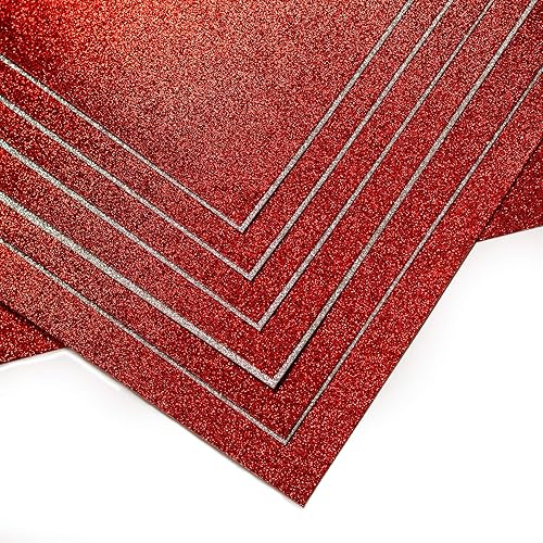 Miniatura 3 de S - Papel de cartulina con purpurina, sin desprendimiento, decoración de fiesta de bricolaje, 10 hojas de 8 x 11 pulgadas, tamaño A4 (rojo)