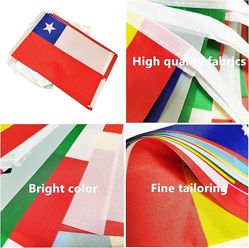 Miniatura 48 de Bandera argentina de 50 pies con cadena de bandera argentina, mini bandera argentina pequeña, para decoración de fiestas, tiendas y bares