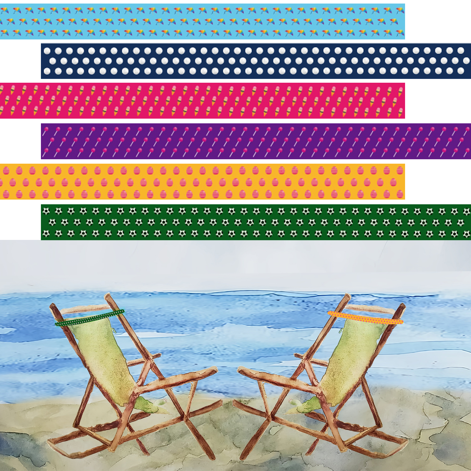 6 Pack Windproof Towel Bands For Beach & Pool Chairs - Elastic Rubber No-Snap Clips