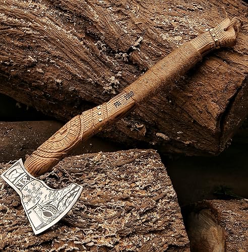 Miniatura 6 de Hacha - Hacha vikinga de acero inoxidable hecha a mano personalizada - Mango de madera maciza - Hacha - Ssna-9970