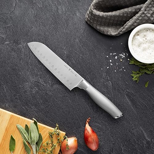 Vista 10 de HENCKELS Cuchillo Santoku de grafito afilado de 7 pulgadas, diseño alemán informado por más de 100 años de maestría, gris