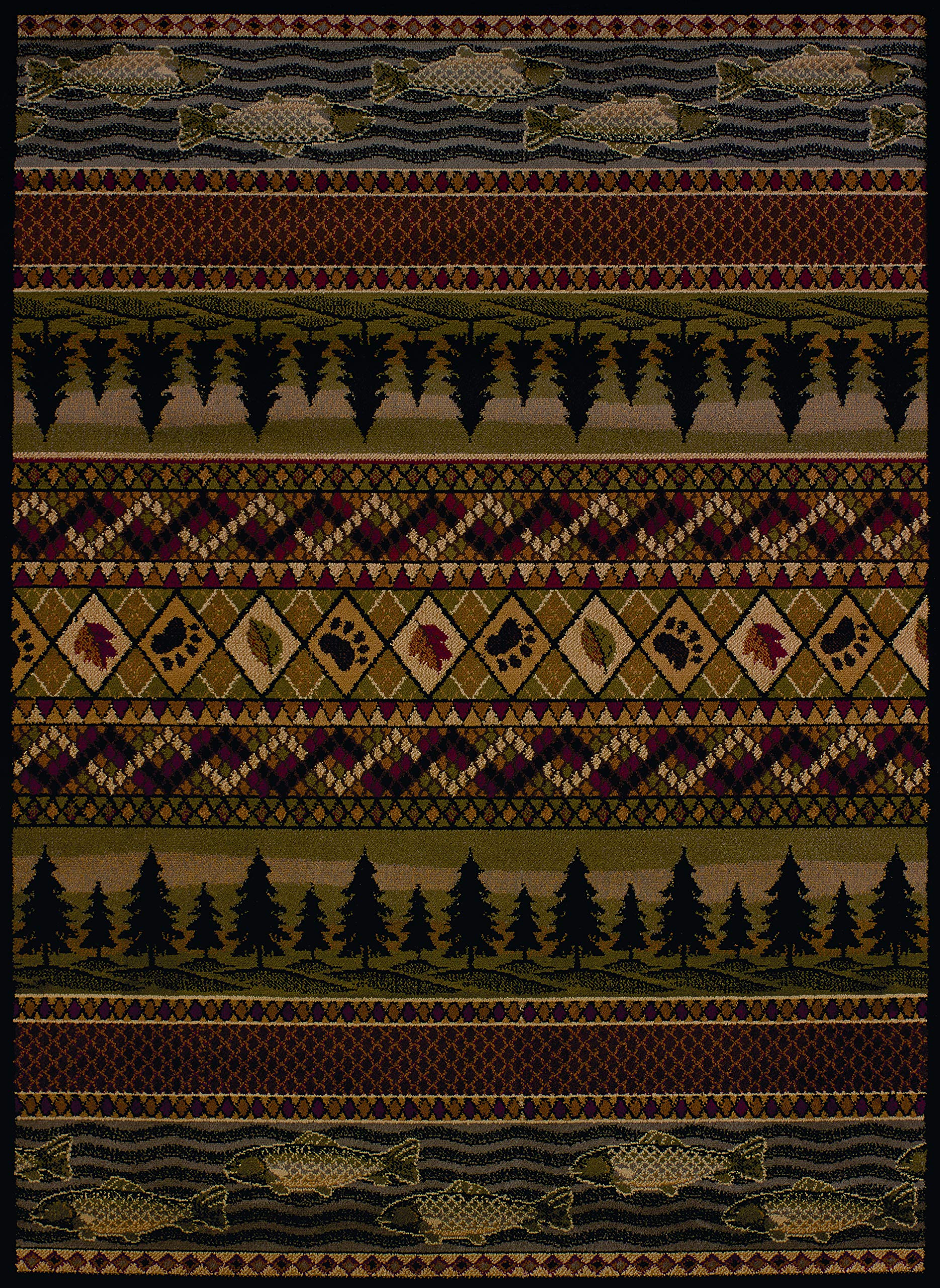 United Weavers of America Affinity Collection River Ridge Indoor Rug - 1ft. 10in. x 7ft. 2in., Multicolor, Machine Made Rug with Jute Backing