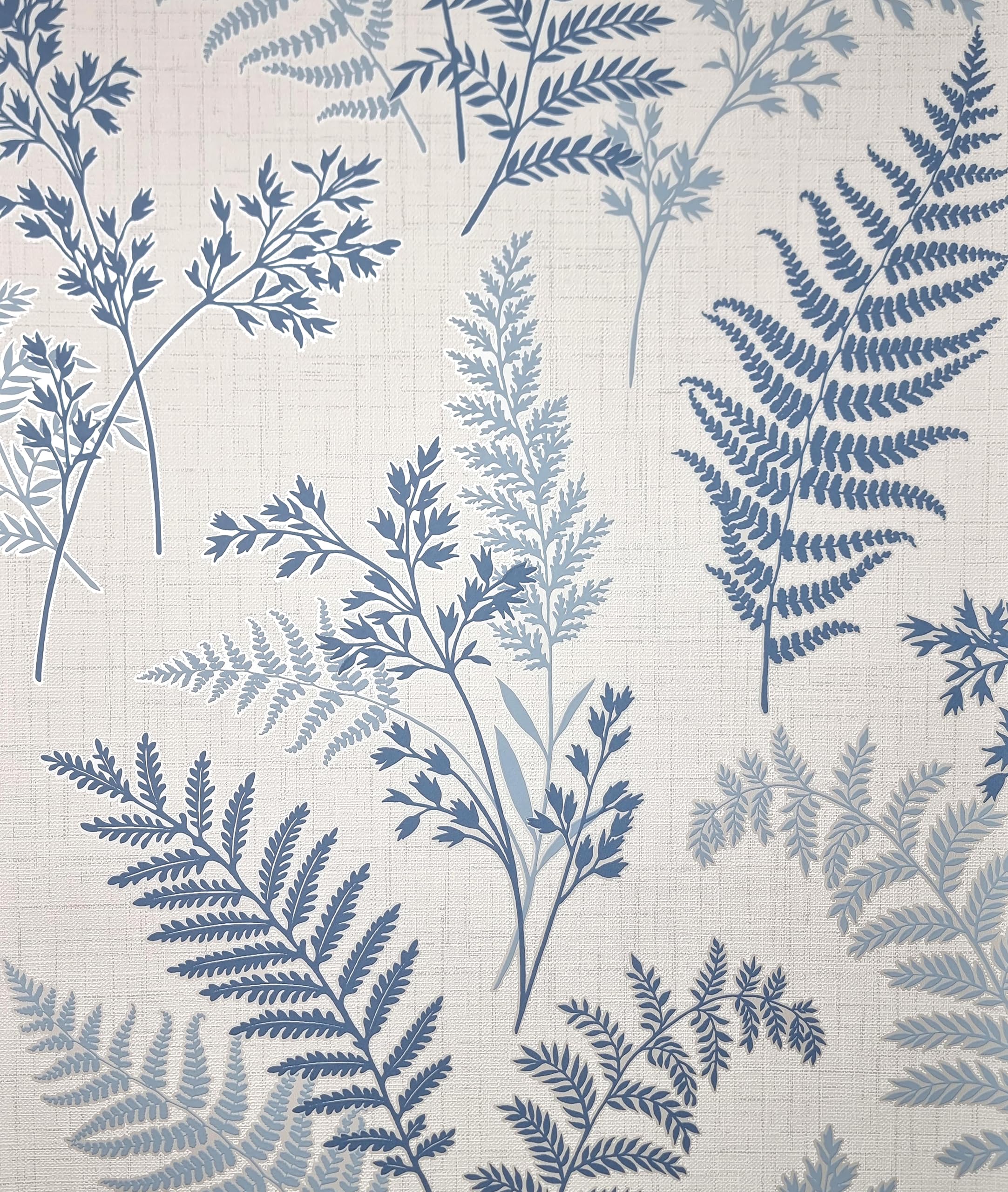 Fine Décor - Wallpaper - Fern Textured Linen Effect - Blue