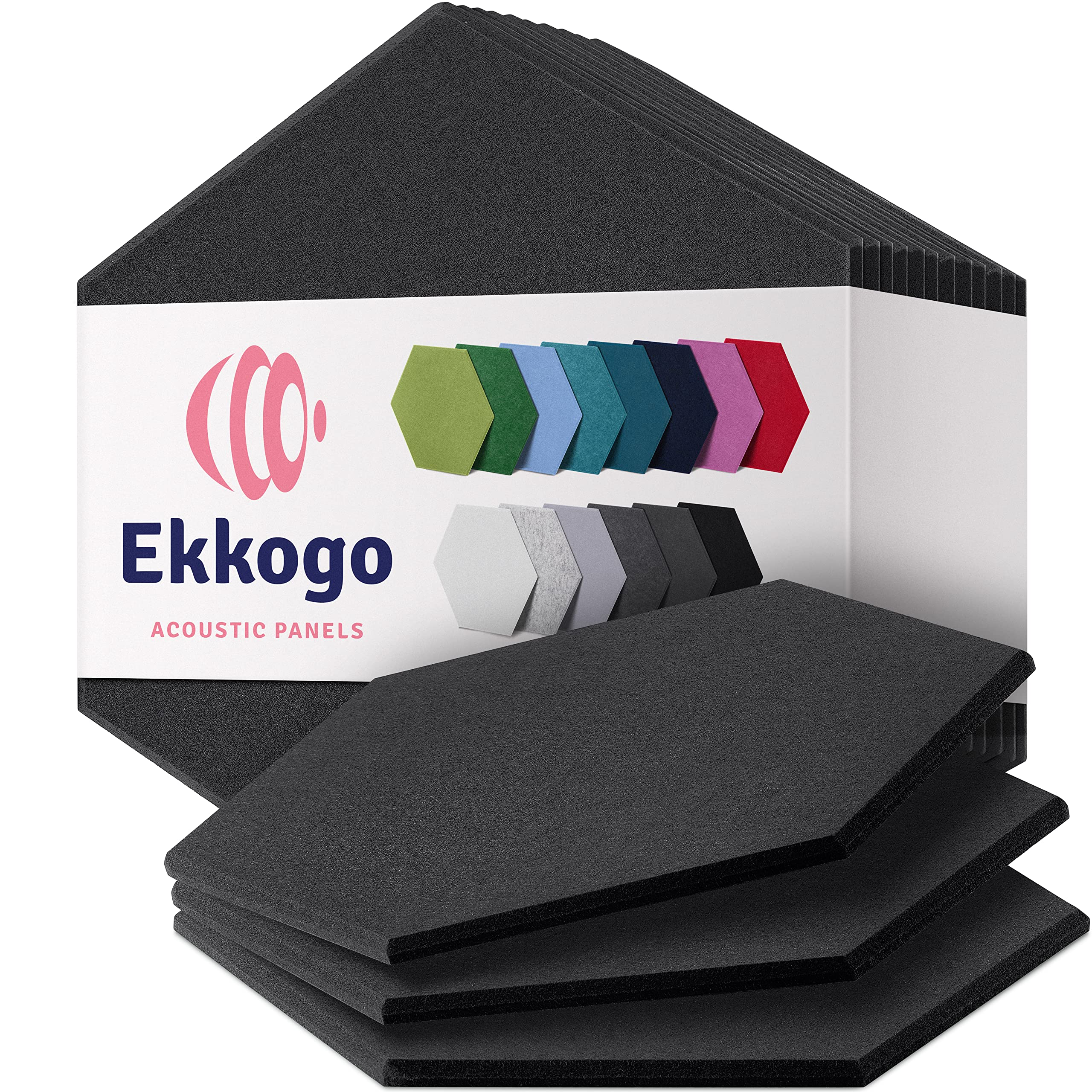EkkogoAcoustic Panels 12-Pack Soundproof Wall Panels 12''X10''X0.4'' Sound Panels High Density Sound Dampening Panels - [Dark Gray Hexagon]