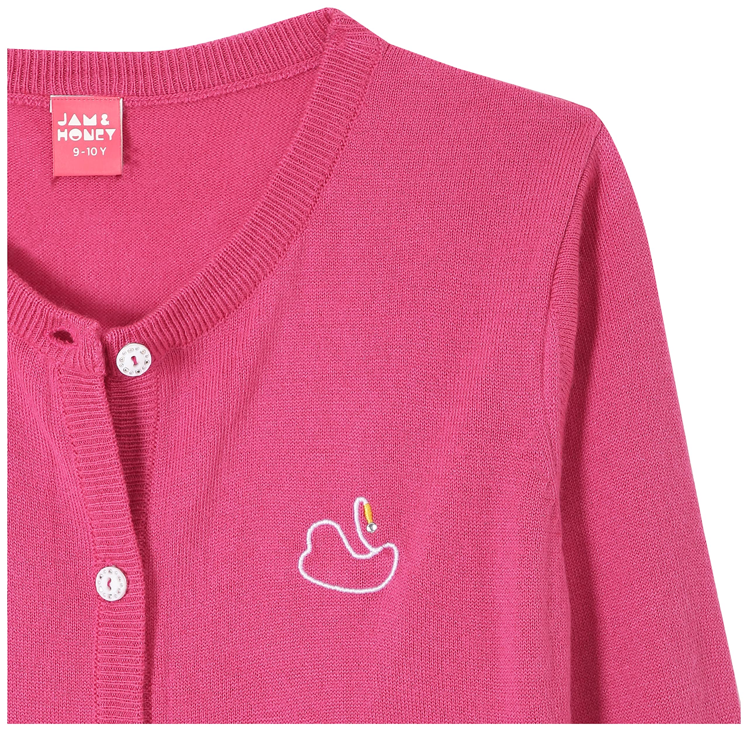 Amazon Brand - Jam & Honey Girl's Acrylic Round Neck Casual Sweater (AW21JH-GSWT-913_Bright Pink_11-12 Years) - Image 3 thumbnail