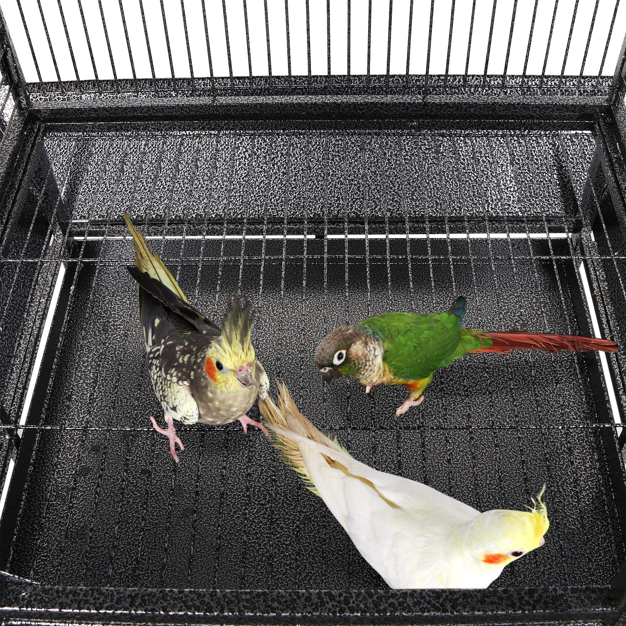 Yaheetech Grande Cage Oiseau Perroquet Volière Intérieur Exterieur avec roulettes Noir