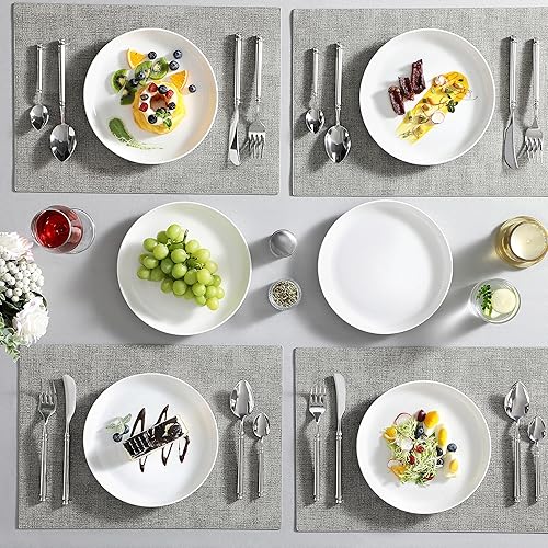 Miniatura 5 de MALACASA Juego de 6 platos redondos de porcelana de 8.5 pulgadas para postre, ensalada, platos pequeños para cocina, microondas y horno, color