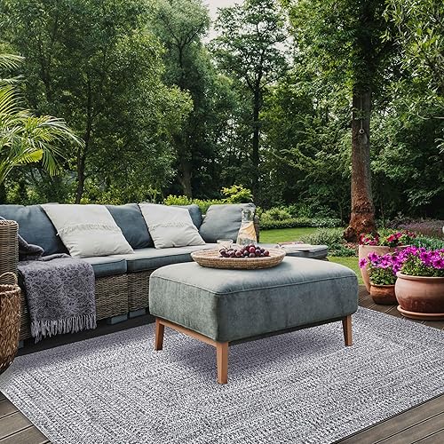 Miniatura 1 de Superior Alfombra de área para interiores y exteriores, decoración de suelo trenzado reversible de doble tono para patio, porche delantero, entrada,