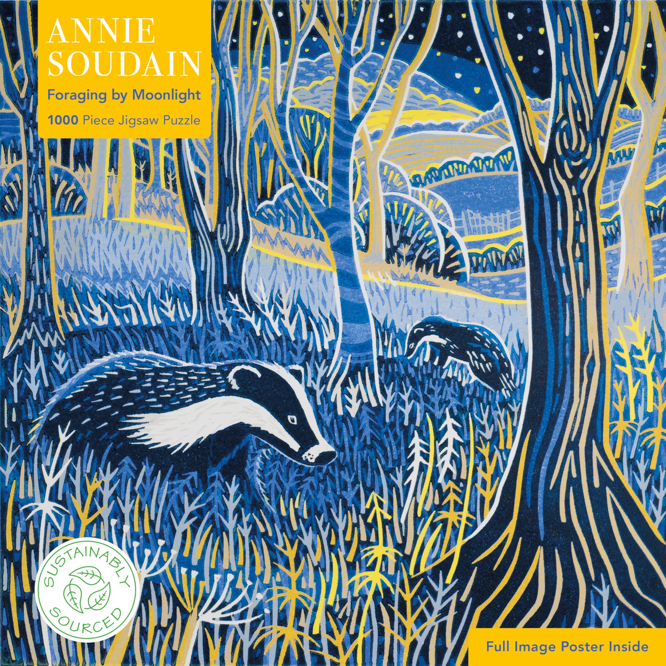 Adult Sustainable Jigsaw Puzzle Annie Soudain Foraging by Moonlight: 1000-pieces. Ethical, Sustainable, Earth-friendly