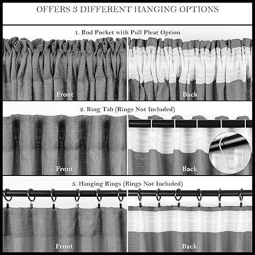 Miniatura 6 de Chanasya Cortinas opacas de alta calidad con 2 paneles en relieve, pestaña trasera 3 en 1, bolsillo para barra, pestaña en anillo, para ventanas,