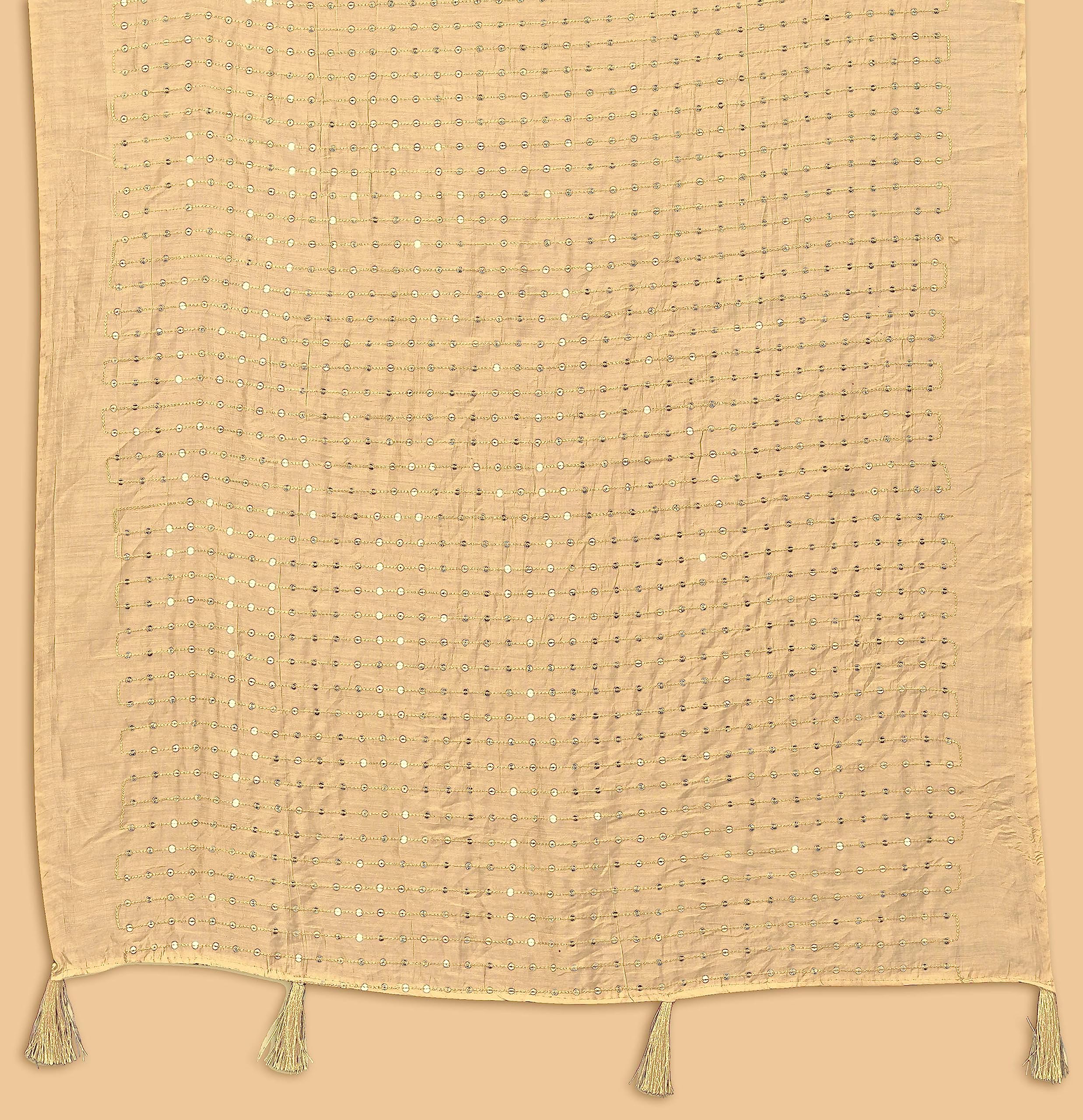 KEMZA Women's Embroidered Mirror Cotton Dupatta (Gold_Free size) with Rajasthani Aari Work - Image 5 thumbnail